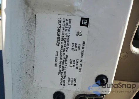 2005 Chevrolet Malibu Ls z USA, uszkodzony, nr VIN 1G1ZT54835F187369